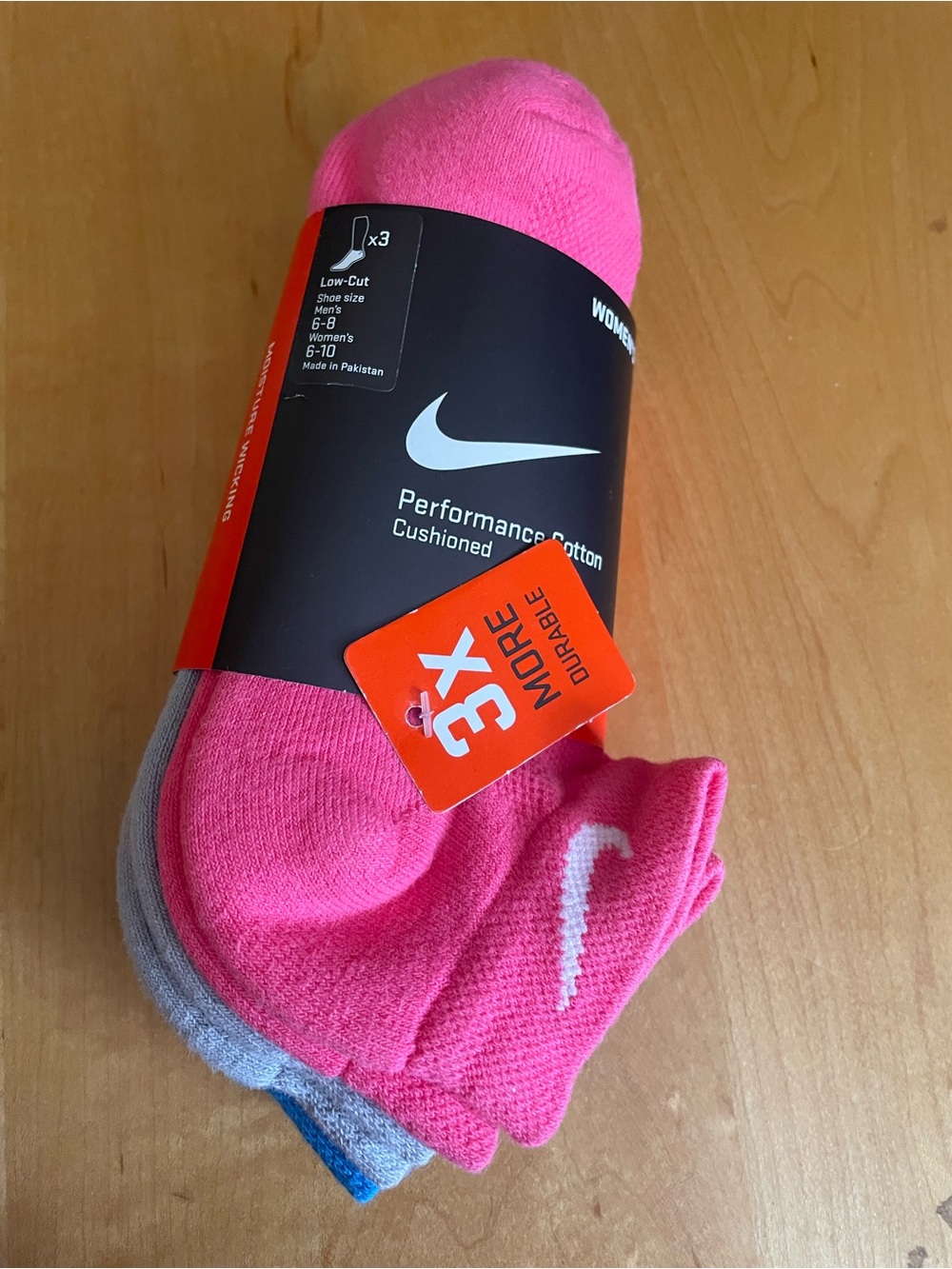 Nike Women’s Low-Cut Performance Cotton Cushioned Socks - Pink (3-Pack)